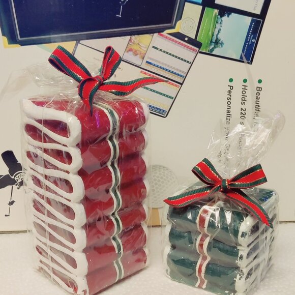 Vintage Christmas candles Red & Green ribbon candy from 90's - Picture 1 of 8